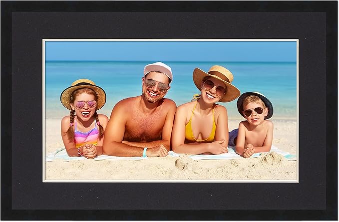 11.5x17 Frame with Mat - Black 14x19 Frame Wood Made to Display Print or Poster Measuring 11.5 x 17 Inches with Black Photo Mat