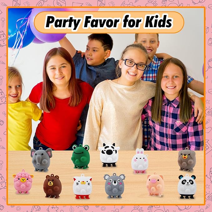 12 PCS Party Favors for Kids,3D Animal Pop Toys,Goodie Bags Stuffers for Kids,Pinata Stuffers Carnival Prizes,Fidget Toys Bulk,Prize for Classroom,Suction Toys for Toddlers
