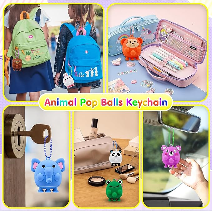 12 PCS Party Favors for Kids,3D Animal Pop Toys,Goodie Bags Stuffers for Kids,Pinata Stuffers Carnival Prizes,Fidget Toys Bulk,Prize for Classroom,Suction Toys for Toddlers