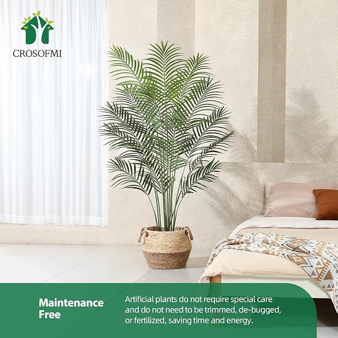 Artificial Palm Tree 5.5Ft Faux Dypsis Lutescens-Tall Fake Plants with Adjustable Branches,No Maintenance,Tropical Palm Tree for Indoor Decor - Ideal for Living Room,Office,Commercial Spaces,2pcs