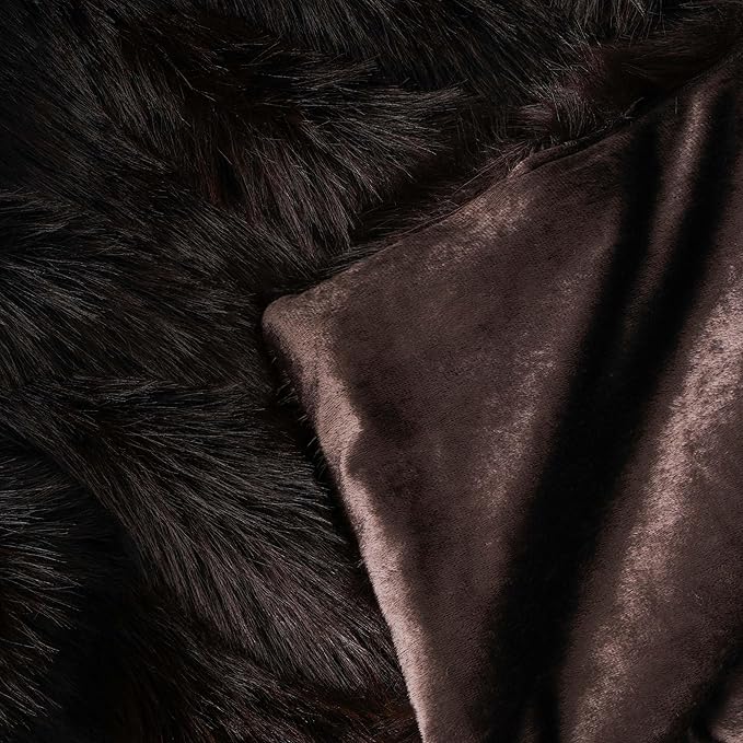 BATTILO HOME Luxury Brown Faux Fur Throw Blanket, Large Soft Warm Cozy Fuzzy Fluffy Fur Blankets and Throws for Bed, Home Decor, King Size Fur Blanket with Long Pile, 60"x80"