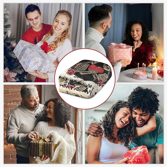 GEEMBI Anniversary Couples Gifts for Women Men - Fleece Throw Blanket for Couch Bed 50x60 in - Wedding Anniversary Halloween Christmas Birthday Gifts for Boyfriend Girlfriend Her Him Wife Husband
