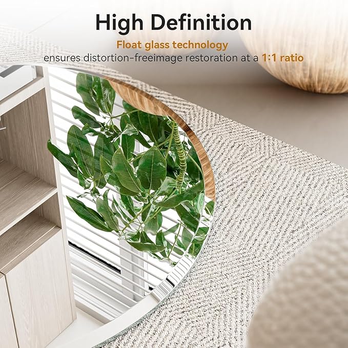 KOHROS Frameless Round Bathroom Mirror for Over Sink 24" x 24" Circle Mirror Beveled Edge Wall Mirror for Bathroom Vanity Entryway Bedroom