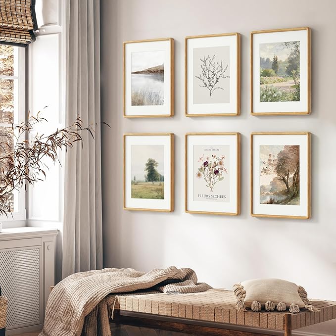 12x16 Picture Frame, Solid OAK Wood Frame with Real Glass, Hard Wood 12 by 16 Photo Frame for Wall & Tabletop Display, 12x16 Picture Frame Matted to 8.5x11, Natural OAK Color
