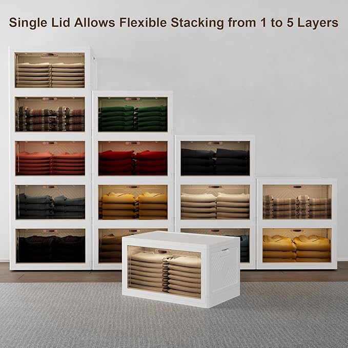 JOYMOOP Closet Organizers and Storage – 348 Qt Collapsible Storage Bins with Lid (5-Tier, 5 x 12.4 Gal) – Perfect for Clothes, Toys & More