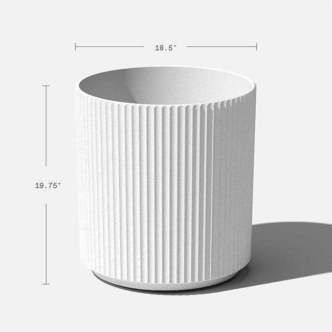 Veradek Demi Series Round Planter for Porch, Patio, Backyard | Durable Plastic-Concrete Material | Modern Décor for Tall Plants, Flowers