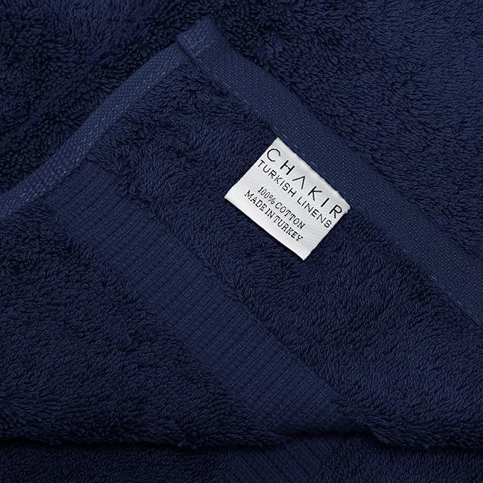 Chakir Turkish Linens 100% Cotton Premium Turkish Towels for Bathroom | 13'' x 13'' (6-Piece Washcloth, Navy)