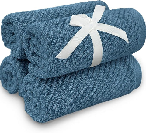 Bathroom Hand Towels 13" x 13" - 100% Cotton | Lightweight | Thick | Quick Dry | Soft | Absorbent, Wash Cloths for Your Face and Body, Wash Cloths for Showering, Bathroom Essentials, Dark Blue