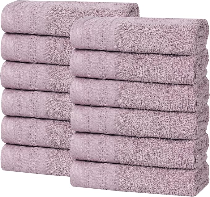 Superior Honeycomb Cotton Medium Weight Towels, for Guest Bath, Master Bathroom, Shower, Adults, Home Essentials, Textured Waffle Border, Assorted Towel Set, 12 Piece Face Towel Set, Sea Fog