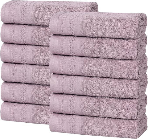 Superior Honeycomb Cotton Medium Weight Towels, for Guest Bath, Master Bathroom, Shower, Adults, Home Essentials, Textured Waffle Border, Assorted Towel Set, 12 Piece Face Towel Set, Sea Fog