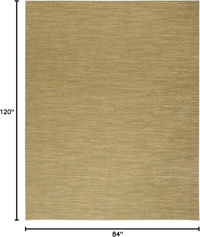 Nourison Home Essentials Indoor/Outdoor Green Gold 7' x 10' Area Rug, Easy Cleaning, Non Shedding, Bed Room, Living Room, Dining Room, Backyard, Deck, Patio (7x10)