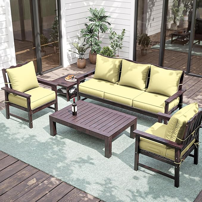 Premium Outdoor Seat Cushion Chair Cushions for Patio Furniture 19 L X 19 W X 4 H Waterproof & Fade Resistant Deep Seat and Backrest Cushion Set with Removable Covers for Chair, Sofa
