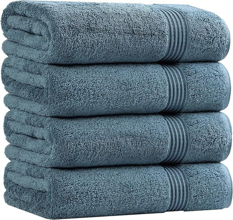 Superior Egyptian Cotton 4-Piece Bath Towel Set for Shower, Bath, Spa, Resort, Hotel, Soft Body Towels, Airbnb Essentials, Apartment, Dorm, Quick Dry, Absorbent, Bathroom Basics, Sapphire