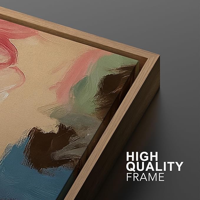 SIGNWIN Framed Wall Art Print Set Colorful Abstract Brushstroke Vibrant Illustrations Modern Art Rustic Relax/Calm Multicolor for Living Room, Bedroom, Office - 24"x36"x2 NATURAL