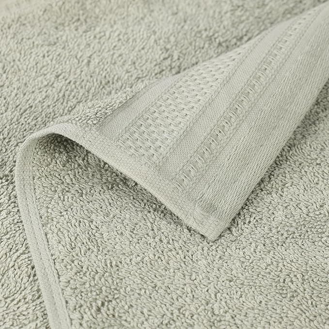 Superior Honeycomb Cotton Medium Weight Towels, for Guest Bath, Master Bathroom, Shower, Quick Dry, Adults, Home Essentials, Textured Waffle Border, Assorted Towel Set, 3 Piece Towel Set, Sage