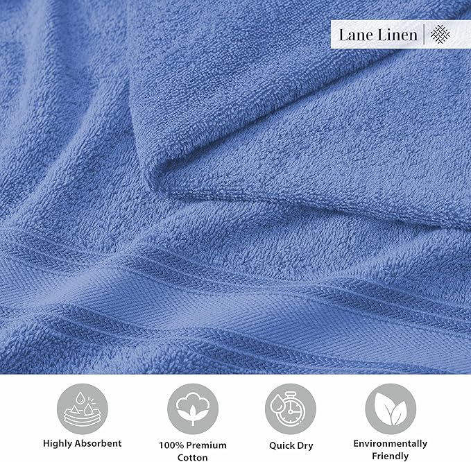 LANE LINEN Luxury Bath Towels Set - 6 Piece Set, 100% Cotton Bathroom Towel, Zero Twist, Quick Dry Shower Towels, Soft Absorbent Bath Towel, 2 Bath Towels, 2 Hand Towels, 2 Wash Cloths - Allure