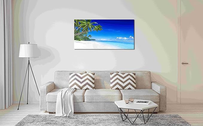 Beach Canvas Wall Art for Living Room Bedroom Home Decoration, Mordern Seascape Print Picture Painting Decor Artwork, Inner Frame (30x60)