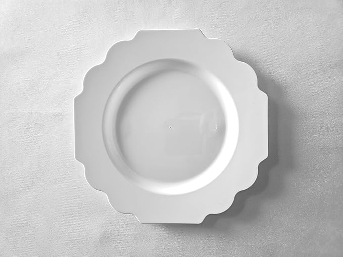 " OCCASIONS " 240 Plates Pack (120 Guests) Heavyweight Wedding Party Disposable Plastic Plates Set -120 x 10.5'' Dinner + 120 x 8'' Salad/Dessert Plate (Imperial White)
