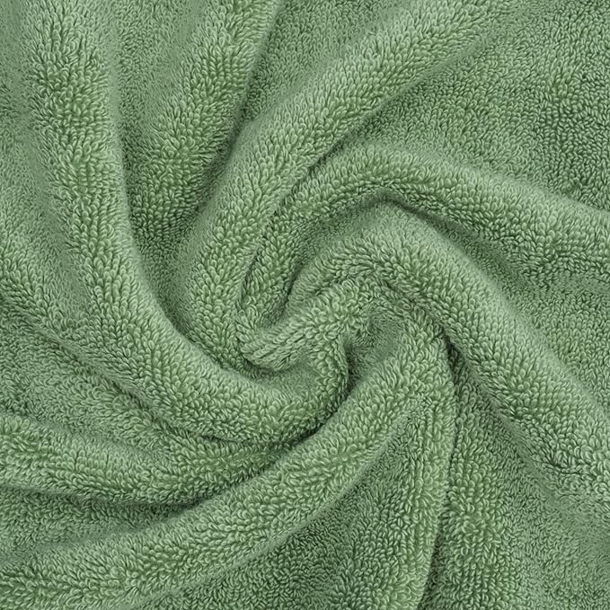 American Soft Linen Salem Washcloth Sets, 4 Piece Luxury 600 GSM 100% Cotton Washcloths for Bathroom, 13x13 inches Washrags Premium Quality Hand Face Towels, Sage Green