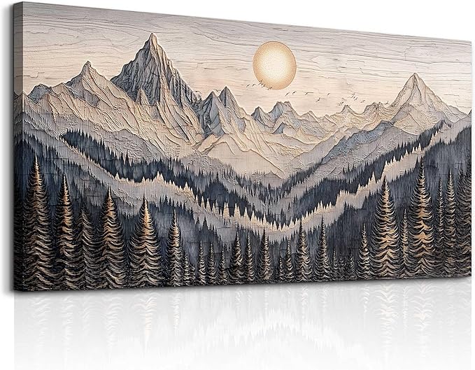 MHARTK66 Wall Art For Living Room Abstract Mountain Landscape Wall Painting Bedroom Wall Decor Office Modern Pictures Wall Decor Sunrise Forest Large Canvas Prints Hanging Modern Home Decorations
