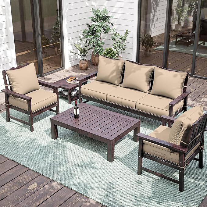 Premium Outdoor Seat Cushion Chair Cushions for Patio Furniture 22 L X 24 W X 4 H Waterproof & Fade Resistant Deep Seat and Backrest Cushion Set with Removable Covers for Chair, Sofa