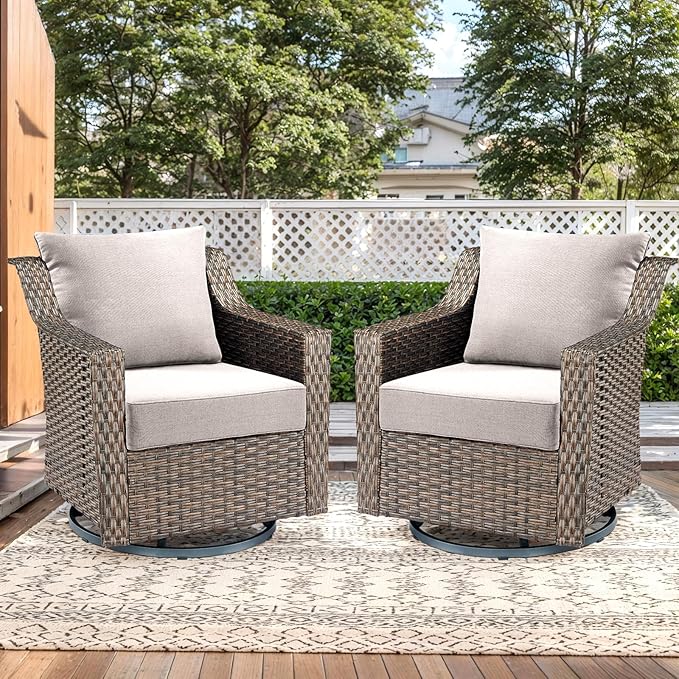 Outdoor Seat Cushion Set-24 x 24 x 6 Inch Outdoor Chair Cushions Set of 2 with Water Resistant & Removable Cover Outdoor Cushions for Patio Furniture Chair Sofa Couch-Beige