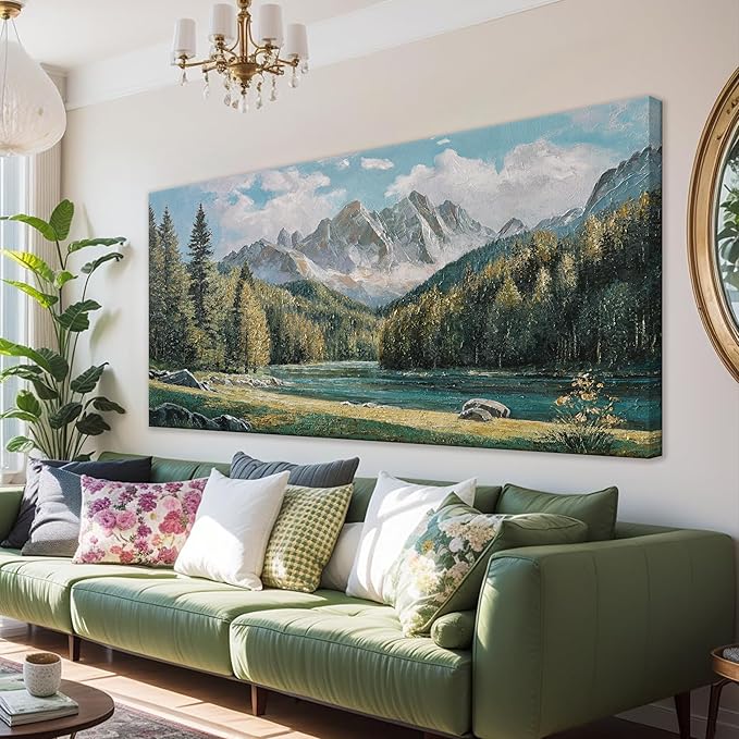 Tsomzxng Natural Canvas Art Wall Decor Home Wall Decor Paintings Art Prints Modern Wall Art Decorations Mountain Wilderness Landscape Artwork For Living Room Wall Bedroom Kitchen Office Decor 24"×48"