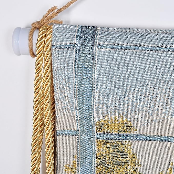 AureoMadis Vintage Floral Tapestry Wall Hanging Set with Telescopic Rod & Tassels - Jacquard Woven Fabric Aesthetic Flower Wall Tapestries for Bedroom/Living Room Decor Spring Botanical Art (42"x27")