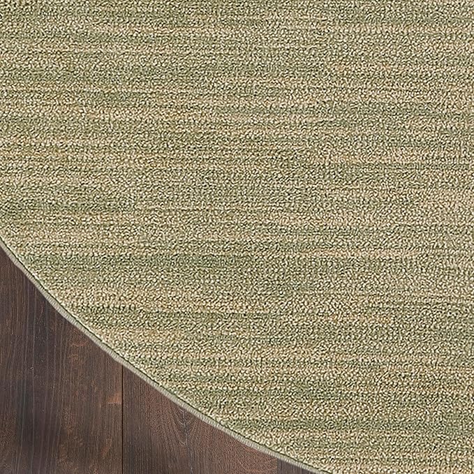 Nourison Home Essentials Indoor/Outdoor Green Gold 4' x Round Area Rug, Easy Cleaning, Non Shedding, Bed Room, Living Room, Dining Room, Backyard, Deck, Patio (4 Round)