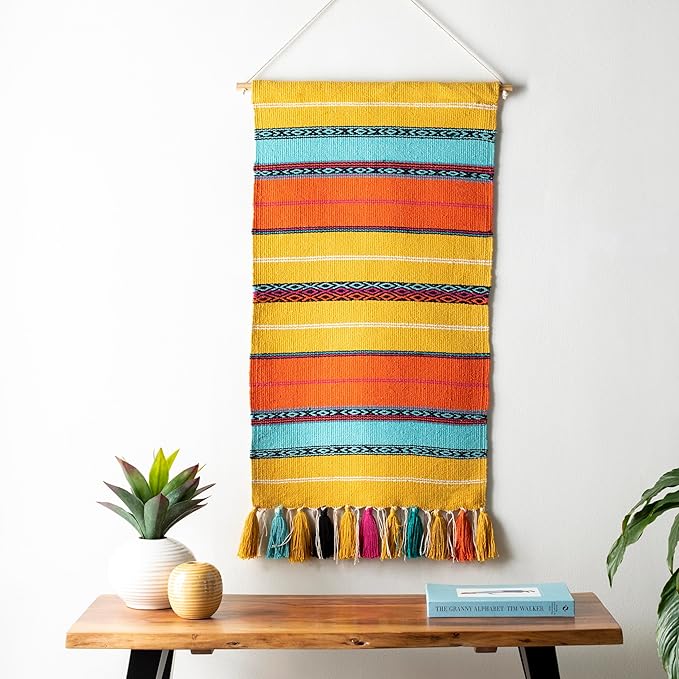 Mark&Day Wall Hanging, Westendorf Global Farmhouse Bright Yellow Tapestry Wall Hanging for Living Room, Bedroom, Office or Kitchen (36"H x 18"W)