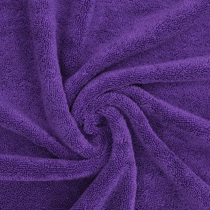 American Soft Linen Salem Washcloth Sets, 4 Piece Luxury 600 GSM 100% Cotton Washcloths for Bathroom, 13x13 inches Washrags Premium Quality Hand Face Towels, Purple