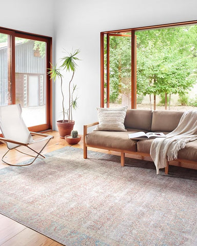 Loloi Wynter Collection WYN-04 Red/Teal 2'-3" x 3'-9" Accent Rug, .13" Thick, Area Rug, Soft, Durable, Printed, Vintage Inspired, Low Pile, Non-Shedding, Easy Clean, Living Room Rug