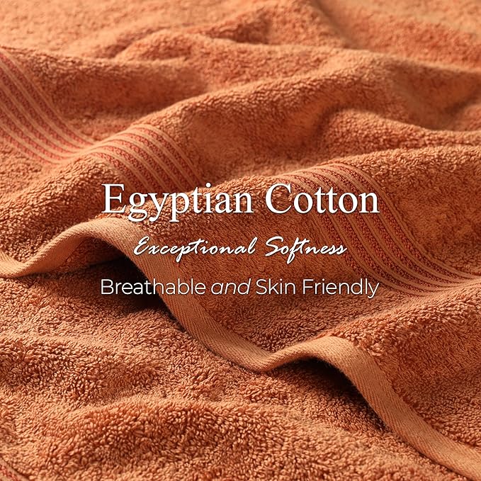 Superior Egyptian Cotton 12-Piece Towel Set, Assorted Towels for Home Bathroom, Master Bath, Decor Essentials, Includes 4 Bath, 4 Hand, 4 Face Towels/Washcloths, Quick Dry, Absorbent, Caramel Brown