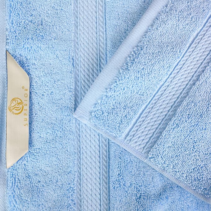 BLUENILEMILLS Premium Towel Collection, Egyptian Cotton Towels for Shower and Bathroom 2-Piece Bath Sheet Set, 34" x 68", Light Blue by Blue Nile Mills