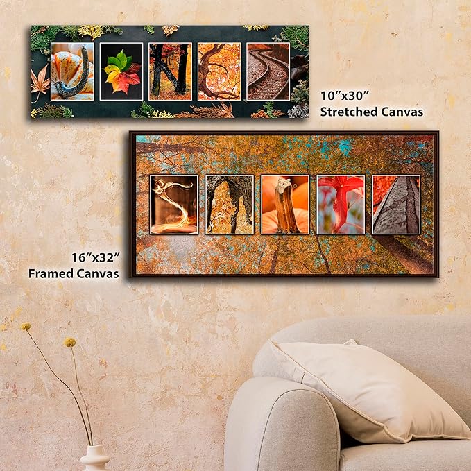 Personal-Prints AUTUMN Fall Nature Personal Name Art Gift | Autumn or Fall Decor Customized Gift (10"x30" Stretched Canvas)