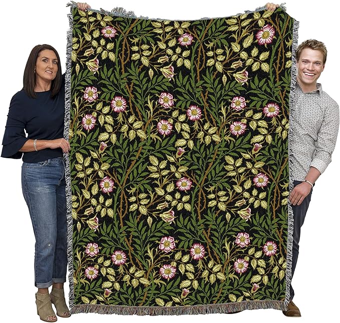 Pure Country Weavers William Morris Sweetbriar Night Blanket - Arts & Crafts - Gift Tapestry Throw Woven from Cotton - Made in The USA (72x54)