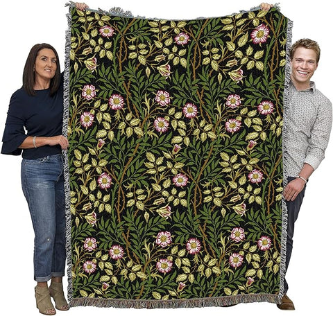 Pure Country Weavers William Morris Sweetbriar Night Blanket - Arts & Crafts - Gift Tapestry Throw Woven from Cotton - Made in The USA (72x54)