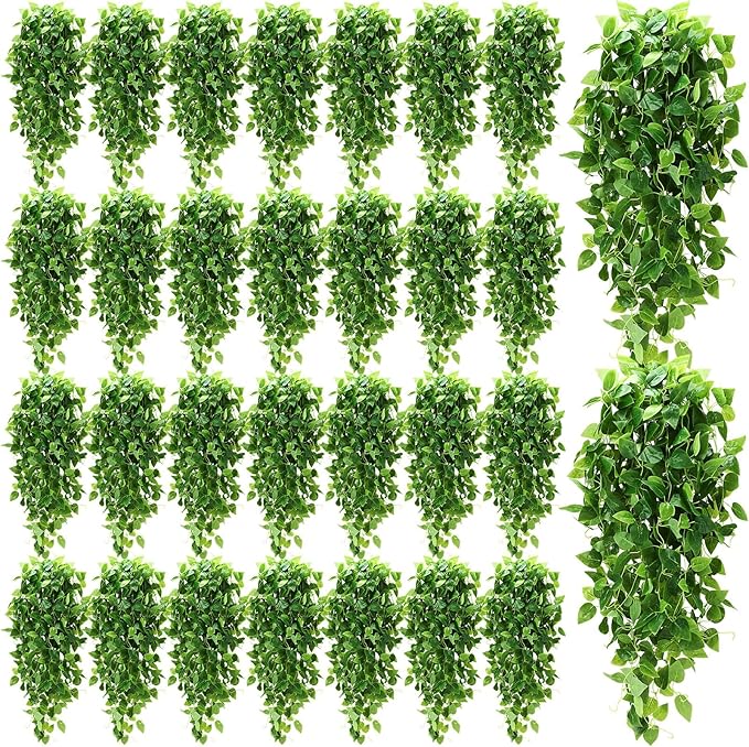 XunYee 36 Pcs Artificial Hanging Plants 3.6FT Fake Hanging Plants for Living Room, Fake Ivy Vine Plastic Faux Hanging Plants for Wall House Room Garden Wedding Garland Indoor Outdoor Decor, No Baskets