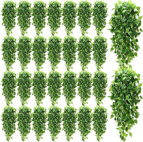 XunYee 36 Pcs Artificial Hanging Plants 3.6FT Fake Hanging Plants for Living Room, Fake Ivy Vine Plastic Faux Hanging Plants for Wall House Room Garden Wedding Garland Indoor Outdoor Decor, No Baskets