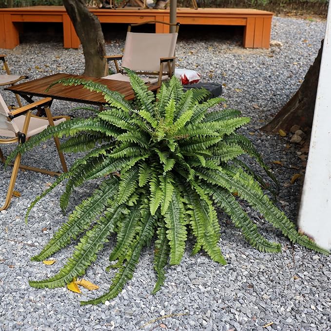 68" Fake Ferns Artificial Plants Large, Artificial Ferns for Outdoors Large, UV Resistant Faux Fern with Long Leaves Suitable for Planters Hanging Porch Home Indoors Garden Patio Office Greenery Decor