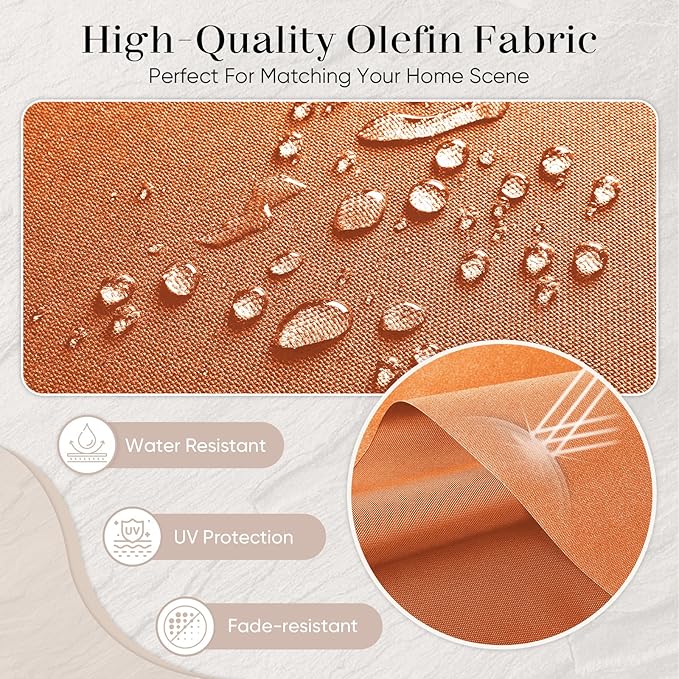 Outdoor Seat Cushion Set-24 x 24 x 6 Inch Outdoor Chair Cushions Set of 2 with Water Resistant & Removable Cover Outdoor Cushions for Patio Furniture Chair Sofa Couch-Orange