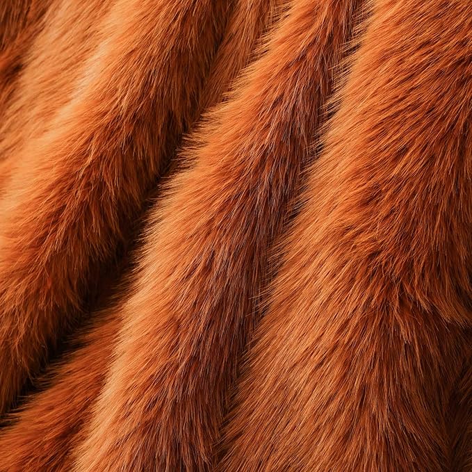 BATTILO HOME Luxury Fall Faux Fur Throw Blanket, Orange Faux Fur Blanket for Couch, Home Decor, Fall Decor, Soft Fluffy Fur Throws with Long Pile, 50"x60"