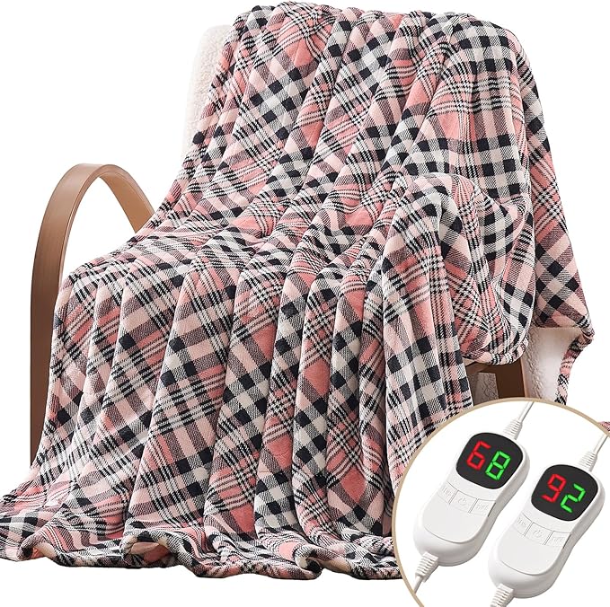 Homemate Electric Blanket Heated Queen Size - 84“x90“ Ultra Soft Cozy Flannel Heating Blanket with 10 Fast Heat Levels 8 Hours Auto Off Over-Heated Protection ETL Certification Keep Warm in Home