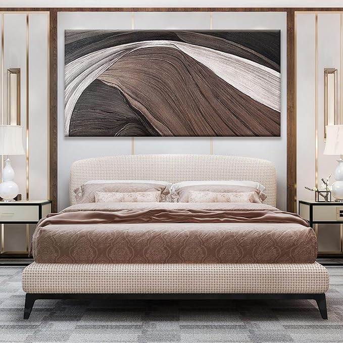 TAIJXAGSG Large Abstract Wall Art For Living Room Black And White Canvas Art Wall Decor Picture Painting Brown Maximalist Decor Artwork For Bedroom Dinning Room Modern Home Wall Decor 29x58 In