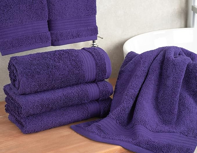 Cotton Paradise Hand Towels for Bathroom, 100% Cotton Turkish 4 Piece Hand Towel Set, Soft Absorbent Face Towels, Purple Hand Towels