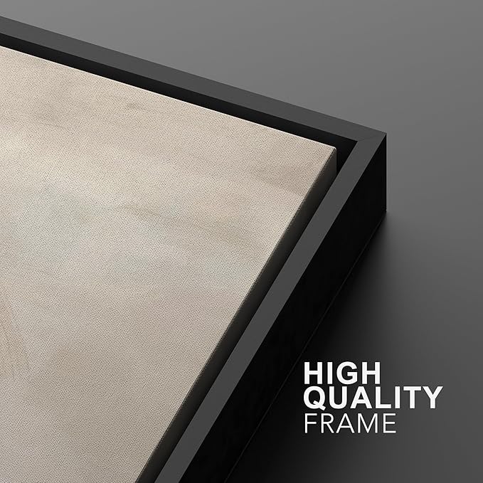 MUDECOR Framed Canvas Print Wall Art Abstract Neutral Tones Minimalist Earthy Color Palette Illustrations Modern Art Decorative Chic for Living Room, Bedroom, Office - 24"x36"x2 Black