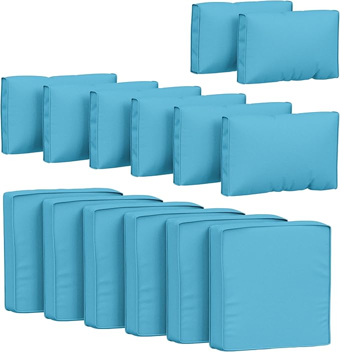 14 Pcs Outdoor Cushion Covers Patio Cushion Slipcovers Replacement Splash Proof with Zipper for Outdoor Furniture, Patio Sofa Couch 3 Sizes, Covers Only