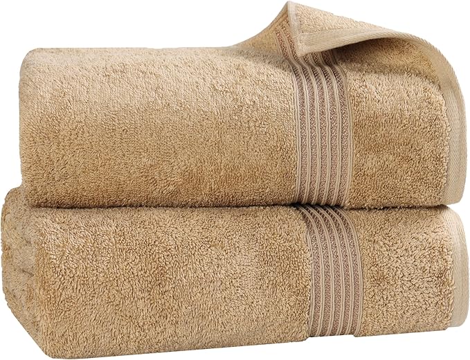 Superior Egyptian Cotton 2-Piece Bath Sheet Towel Set, Oversized Body Towels For Adults And Kids, Large Towel For Bath, Shower, Guest Bathroom, Spa, Gym, Resort, Essentials, Airbnb, Toast