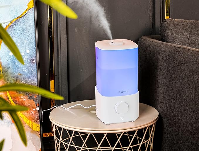 BlueHills Premium 2300 ML XL Large Essential Oil Diffuser Humidifier Combo for Large Room Home Huge Coverage Area 2 Liter Extra Big Capacity Huge Diffuser with Décor LED Lights Square White - L001