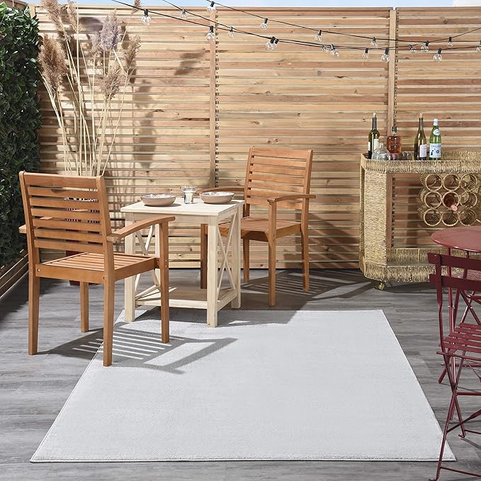 Nourison Home Essentials Indoor/Outdoor Silver Grey 6' x 9' Area Rug, Easy Cleaning, Non Shedding, Bed Room, Living Room, Dining Room, Backyard, Deck, Patio (6x9)